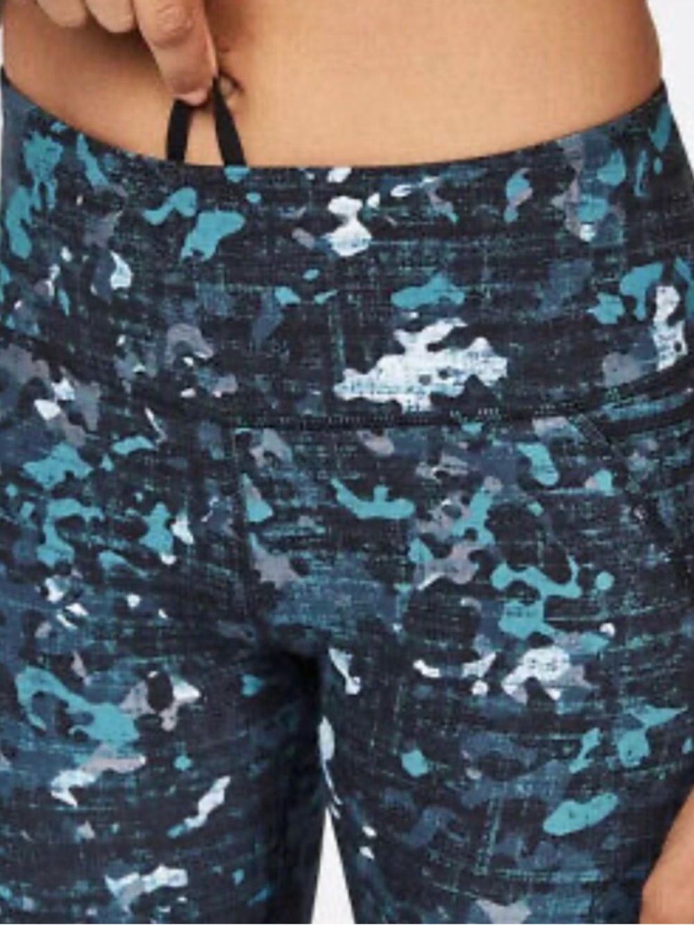 Sweaty Betty Black & Teal Camouflage High-Rise Leggings - Picture 3 of 12